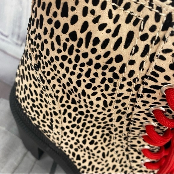 Gianni Binni Tan Red Ryedderr Cheetah Heeled Lug Sole Combat Boots Leather 6M - Picture 5 of 14